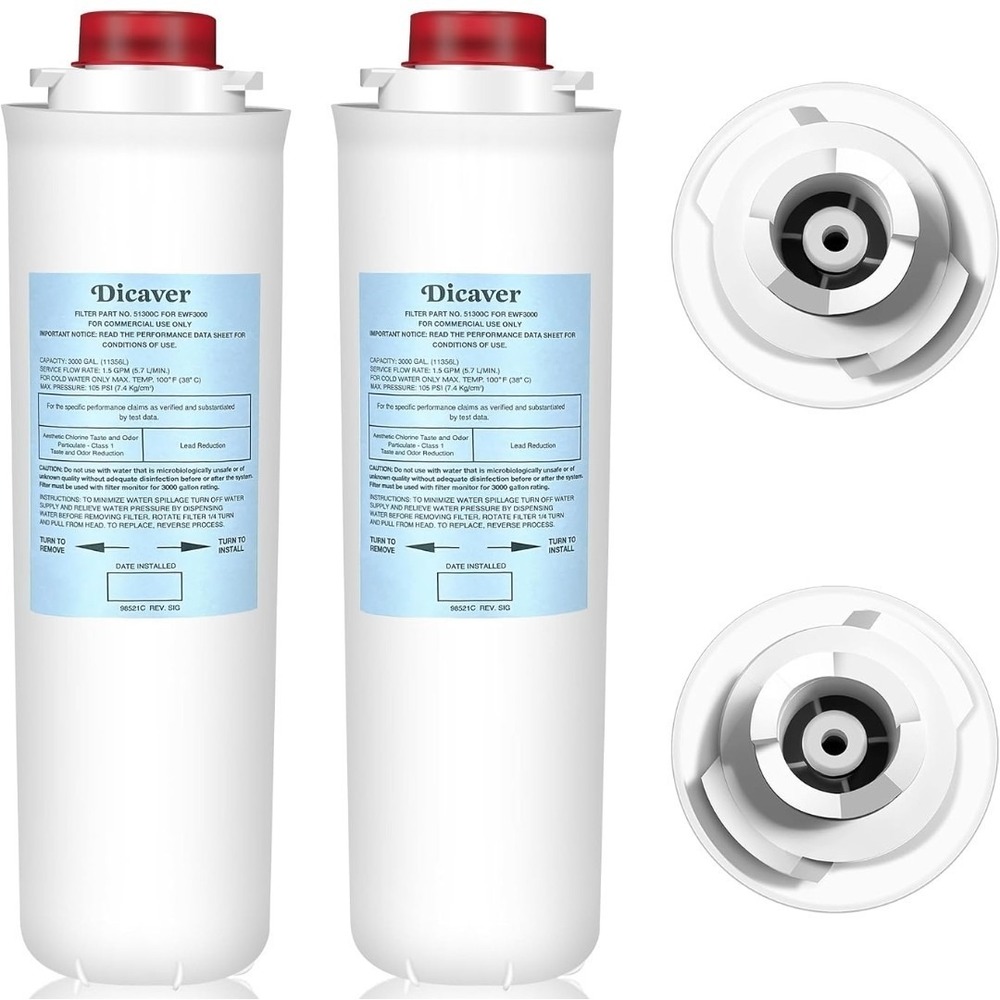 51300C Replacement Water Filter 2-Pack for Elkay EWF3000 ezH2O No Chip